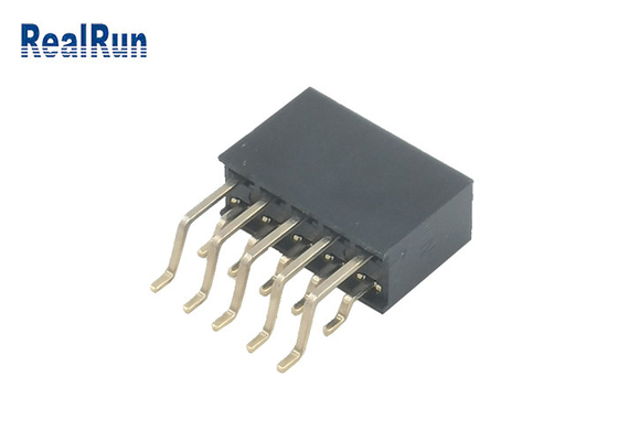 conector fêmea do ouro de SMT do ângulo direito da fileira PA6T 2x5P do soquete 2 do encabeçamento de 2.54mm