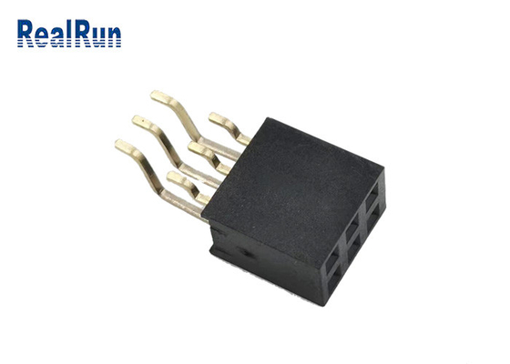 O ouro de bronze carimbado de Pin Female Socket Header SMT do total 6 do terminal 2x3p chapeou PA6T