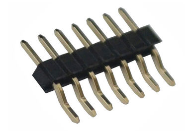 Tipo horizontal do único conector quadrado do passo do preto 2,54 do encabeçamento do Pin da fileira 7