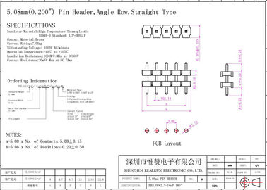Poliéster fêmea reto do encabeçamento 3P do GV Pin Header Connector 5.08X2.5mm