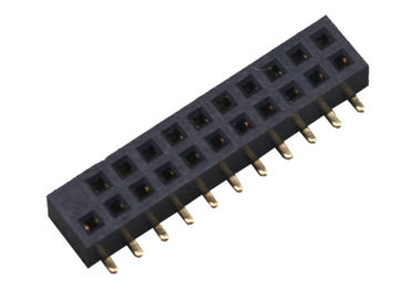 Dois tipo fêmea cor de SMT do passo do conector 1.27mm do encabeçamento do Pin da fileira 22 do preto