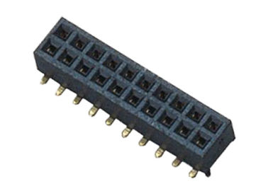 Dois tipo fêmea cor de SMT do passo do conector 1.27mm do encabeçamento do Pin da fileira 22 do preto