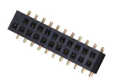 Dois tipo fêmea cor de SMT do passo do conector 1.27mm do encabeçamento do Pin da fileira 22 do preto