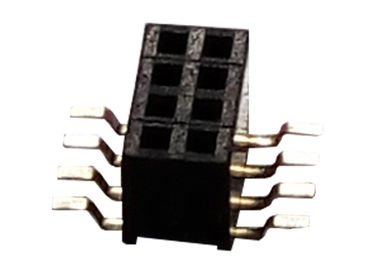 Conector fêmea do encabeçamento de 8 Pin tipo preto de SMT da fileira de 1.27mm x de 3.4mm único