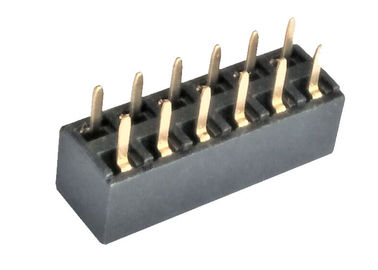 Conector fêmea 2.54mm do encabeçamento da fileira dobro 180 flash do ouro do grau PA9T