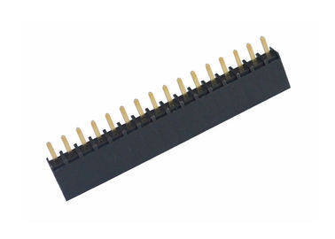 16 fileira redonda do passo do encabeçamento 2.54mm do Pin da fêmea do Pin tipo reto preto da única