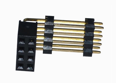 plástico duplo do conector de Pin três da fileira do encabeçamento fêmea do ângulo direito de 2.54mm