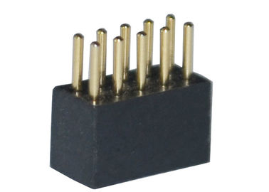 Fileira dupla redonda preta reta do conector 1.27mm do encabeçamento do Pin da fêmea 180 graus