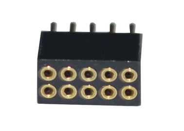 Fileira dupla redonda preta reta do conector 1.27mm do encabeçamento do Pin da fêmea 180 graus