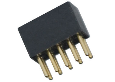 Fileira dupla redonda preta reta do conector 1.27mm do encabeçamento do Pin da fêmea 180 graus