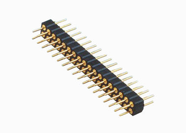 Da fileira dupla redonda masculina do passo do encabeçamento 2.0mm do Pin da fêmea do MERGULHO dos conectores do PWB material de bronze do contato