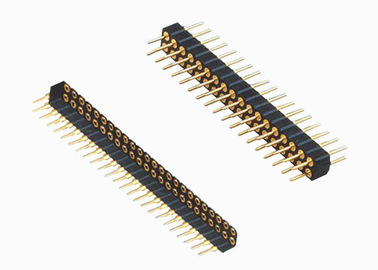 Da fileira dupla redonda masculina do passo do encabeçamento 2.0mm do Pin da fêmea do MERGULHO dos conectores do PWB material de bronze do contato