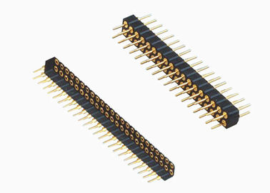 O conector preto reto do encabeçamento do Pin da fêmea 2,54 milímetros Dual fileira 180 graus