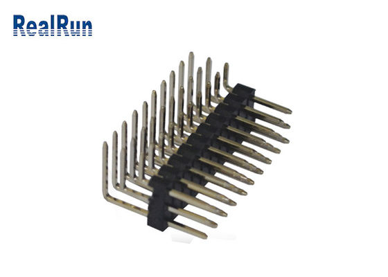 Fileira de superfície Pin Header do conector macho três da montagem de PBT 2.54mm