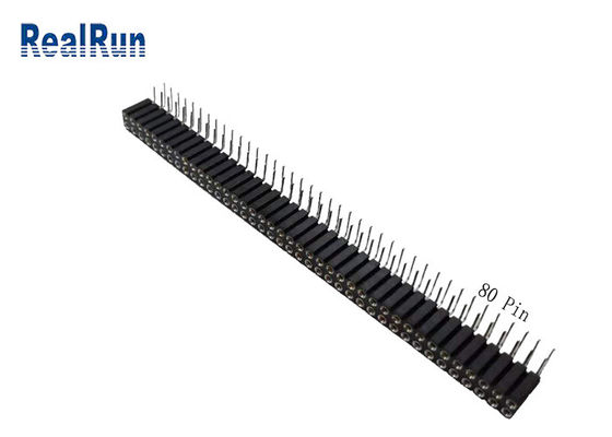 GV fêmea redondo do Pin de UL94V-0 2.54mm Pin Header Right Angle 80