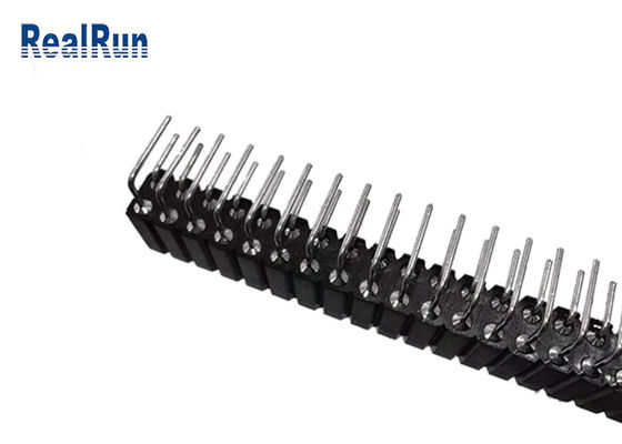GV fêmea redondo do Pin de UL94V-0 2.54mm Pin Header Right Angle 80