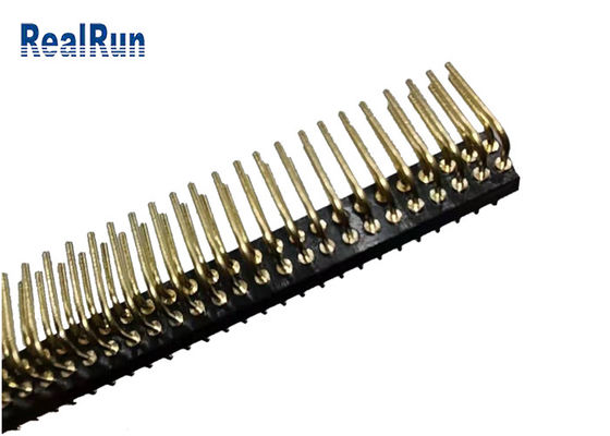 círculo Pin Header Right Angle fêmea UL94V-0 ISO9001 de 2*35P CuZn38Pb2
