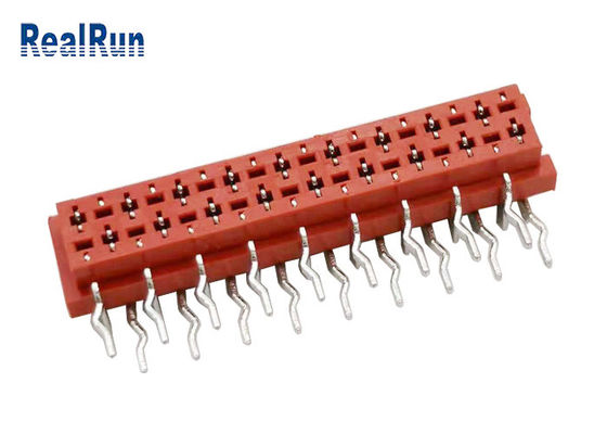 RoHS passa a soquete vermelho do conector de 1,27 milímetros Idc a inserção fêmea da curvatura de 18P 90° sem orelha