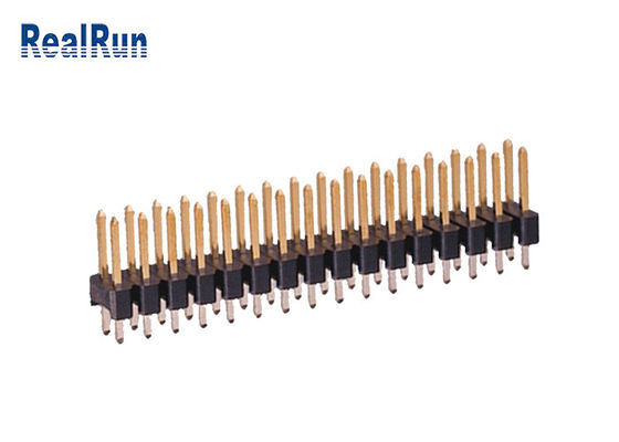 Fileira reta de bronze do dobro UL94V-0 de PA6T 180° Pin Header Connector 2.54mm