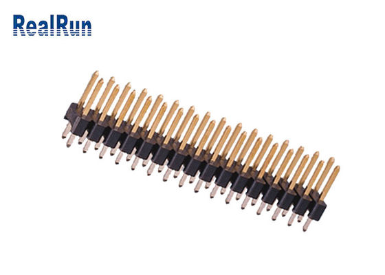 Fileira reta de bronze do dobro UL94V-0 de PA6T 180° Pin Header Connector 2.54mm