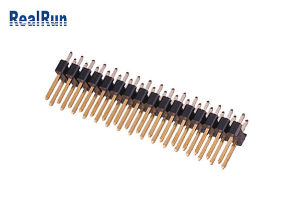 Fileira reta de bronze do dobro UL94V-0 de PA6T 180° Pin Header Connector 2.54mm