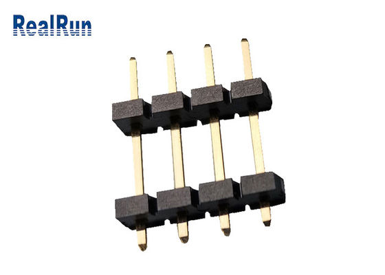 Conector duplo de bronze UL94V-0 do encabeçamento da fileira de PBT LCP Pin Header Connector 1*4P
