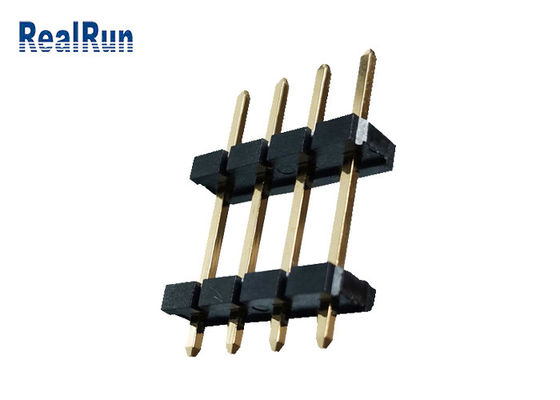 Conector duplo de bronze UL94V-0 do encabeçamento da fileira de PBT LCP Pin Header Connector 1*4P