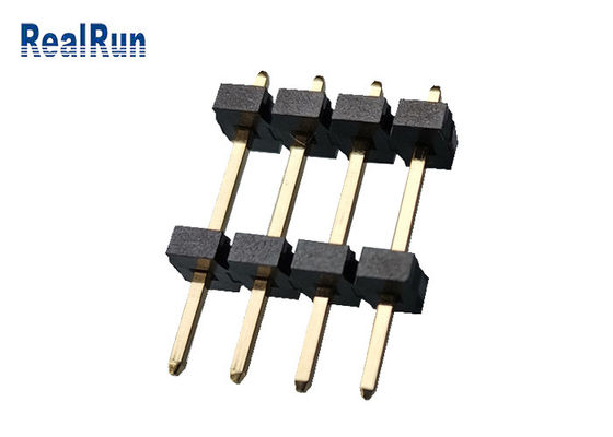 Conector duplo de bronze UL94V-0 do encabeçamento da fileira de PBT LCP Pin Header Connector 1*4P