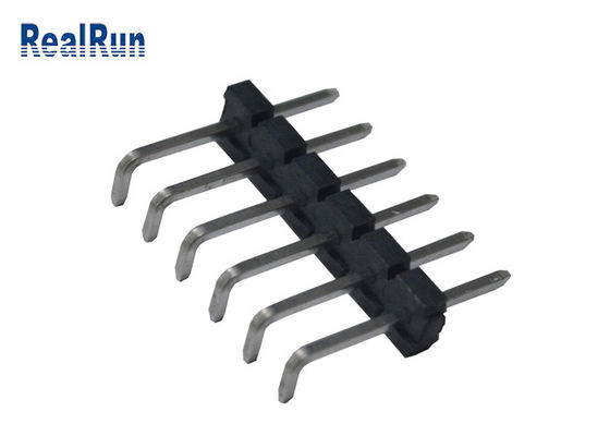 Pin 1000M Ohm da fileira 6 do conector do encabeçamento do ângulo direito de ISO9001 UL94V-0 único
