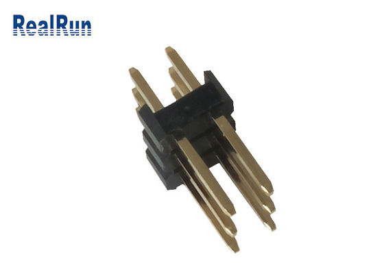 do passo masculino do bronze 2.54mm de Pin Header Black PA6T do MERGULHO de 3.0A 6P reto dobro