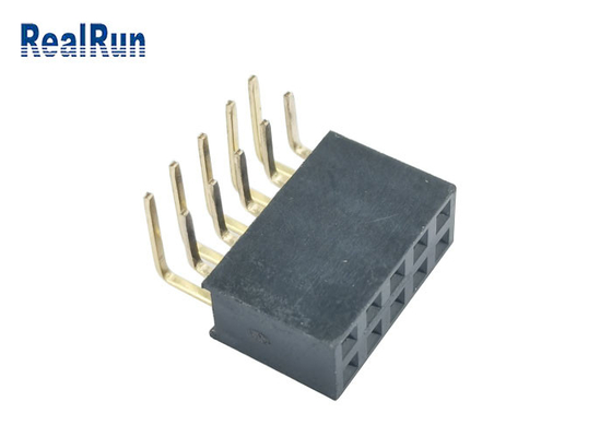 terminal fêmea do conector Y do encabeçamento 2×5P inserção PA6T do mergulho da curvatura de 90 graus