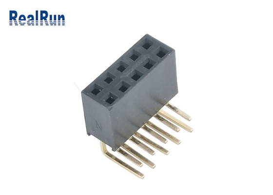 terminal fêmea do conector Y do encabeçamento 2×5P inserção PA6T do mergulho da curvatura de 90 graus