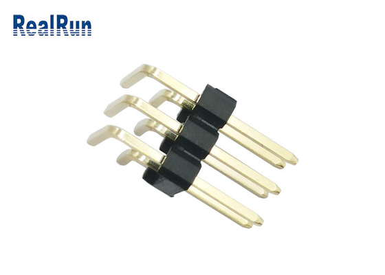 Chapeamento de ouro IATF do PWB Pin Header Connector Right Angle H2.5 de PBT PA6T 16949