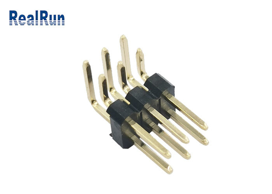 Chapeamento de ouro IATF do PWB Pin Header Connector Right Angle H2.5 de PBT PA6T 16949