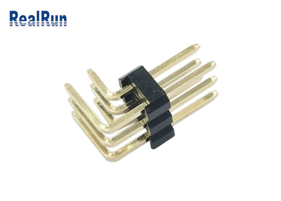 Chapeamento de ouro IATF do PWB Pin Header Connector Right Angle H2.5 de PBT PA6T 16949