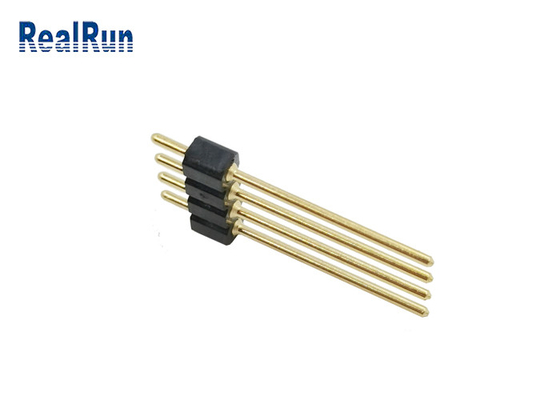 solda reta fêmea redonda do mergulho do PWB de 2.54mm Pin Header 4 Pin Gold Plated H3.0