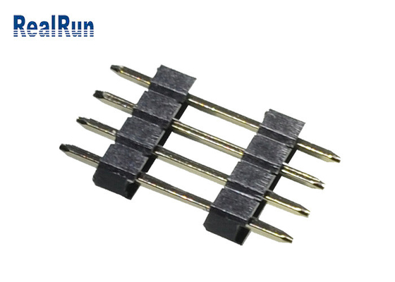 Fileira 4P Pin Header dupla reta do preto do PWB 2,54 milímetro Pin Header PA6T