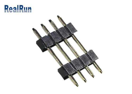 Fileira 4P Pin Header dupla reta do preto do PWB 2,54 milímetro Pin Header PA6T