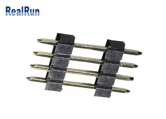 Fileira 4P Pin Header dupla reta do preto do PWB 2,54 milímetro Pin Header PA6T