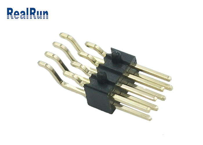Conector de bronze direito do ouro de SMT Pin Header 2x4P do ângulo com passo masculino da placa 1,27 do PWB do cargo