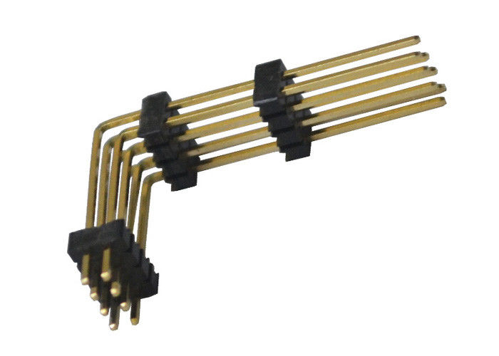 Conector 1.27mm do encabeçamento do Pin do preto 8 plástico do tipo três do ângulo direito de duas fileiras