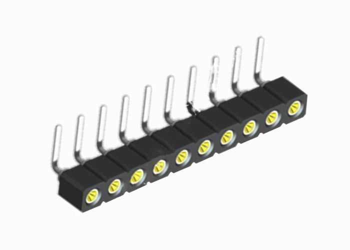 16 fileira fêmea redonda preta do conector 1.27mm do encabeçamento do Pin ângulo direito da única
