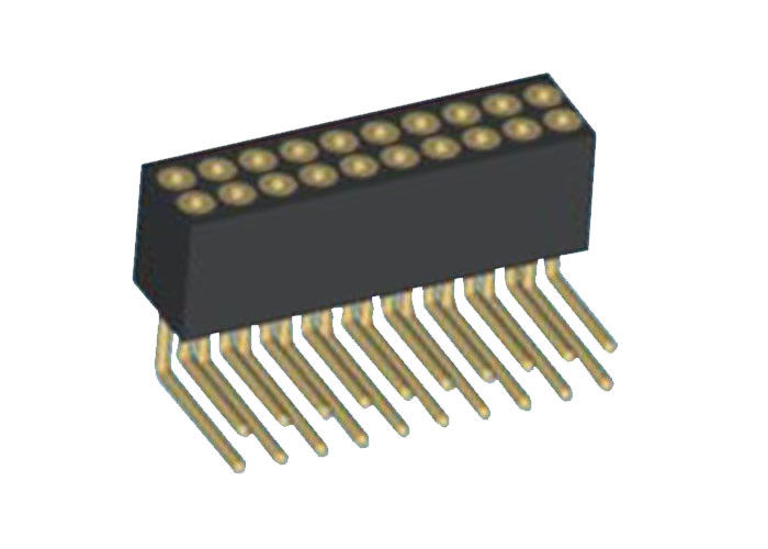 Pin fêmea do conector 20 da placa do PWB do ângulo direito do encabeçamento da fileira dobro de 1.27mm