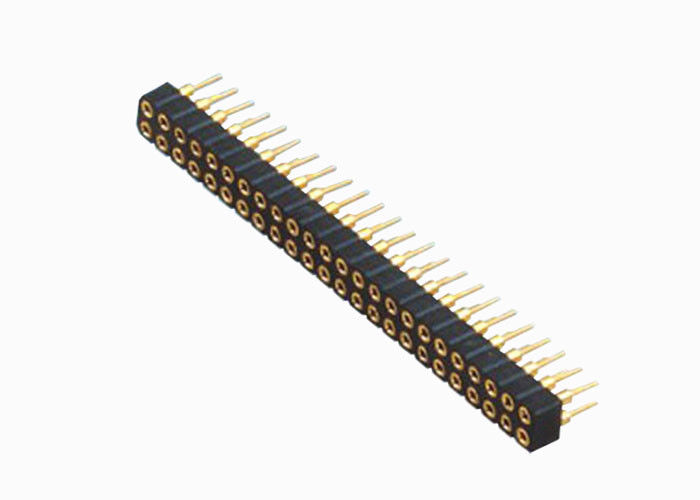 O conector preto reto do encabeçamento do Pin da fêmea 2,54 milímetros Dual fileira 180 graus