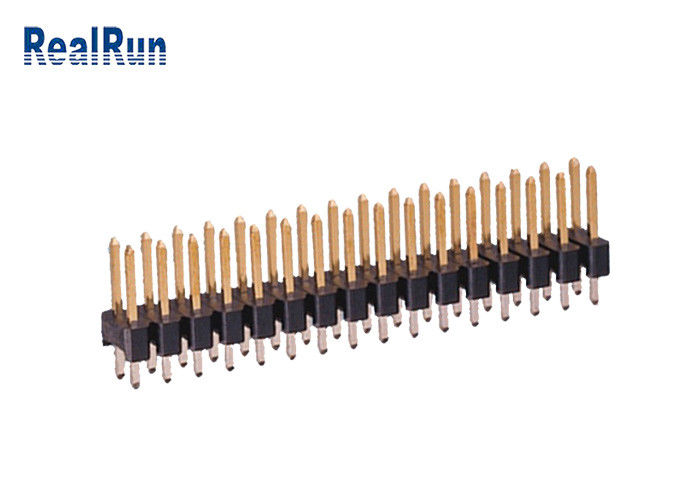 Fileira reta de bronze do dobro UL94V-0 de PA6T 180° Pin Header Connector 2.54mm