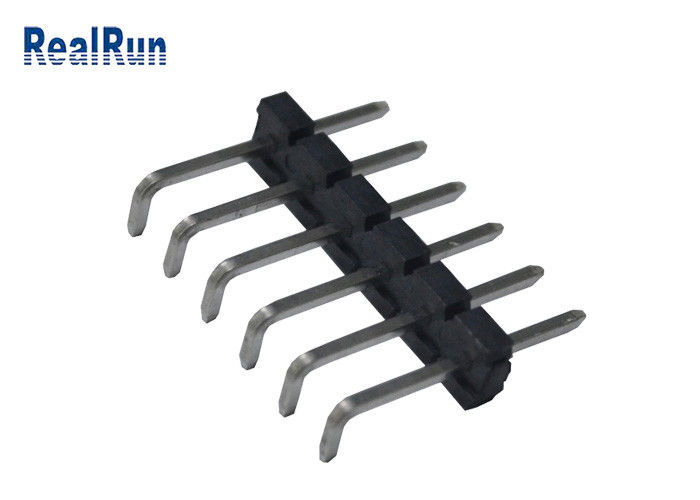 Pin 1000M Ohm da fileira 6 do conector do encabeçamento do ângulo direito de ISO9001 UL94V-0 único