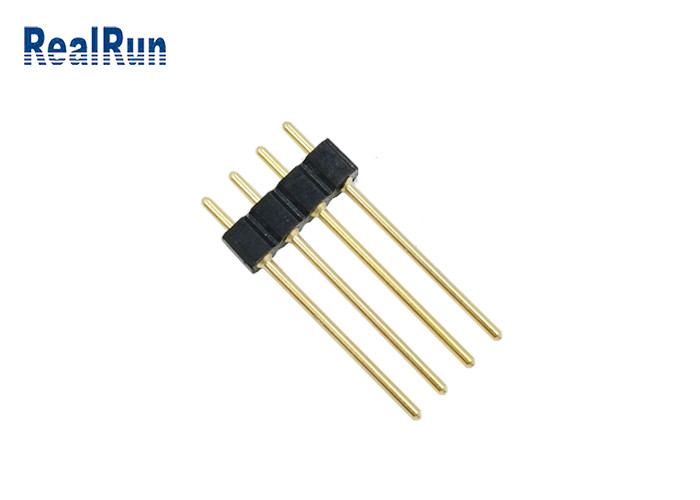 solda reta fêmea redonda do mergulho do PWB de 2.54mm Pin Header 4 Pin Gold Plated H3.0